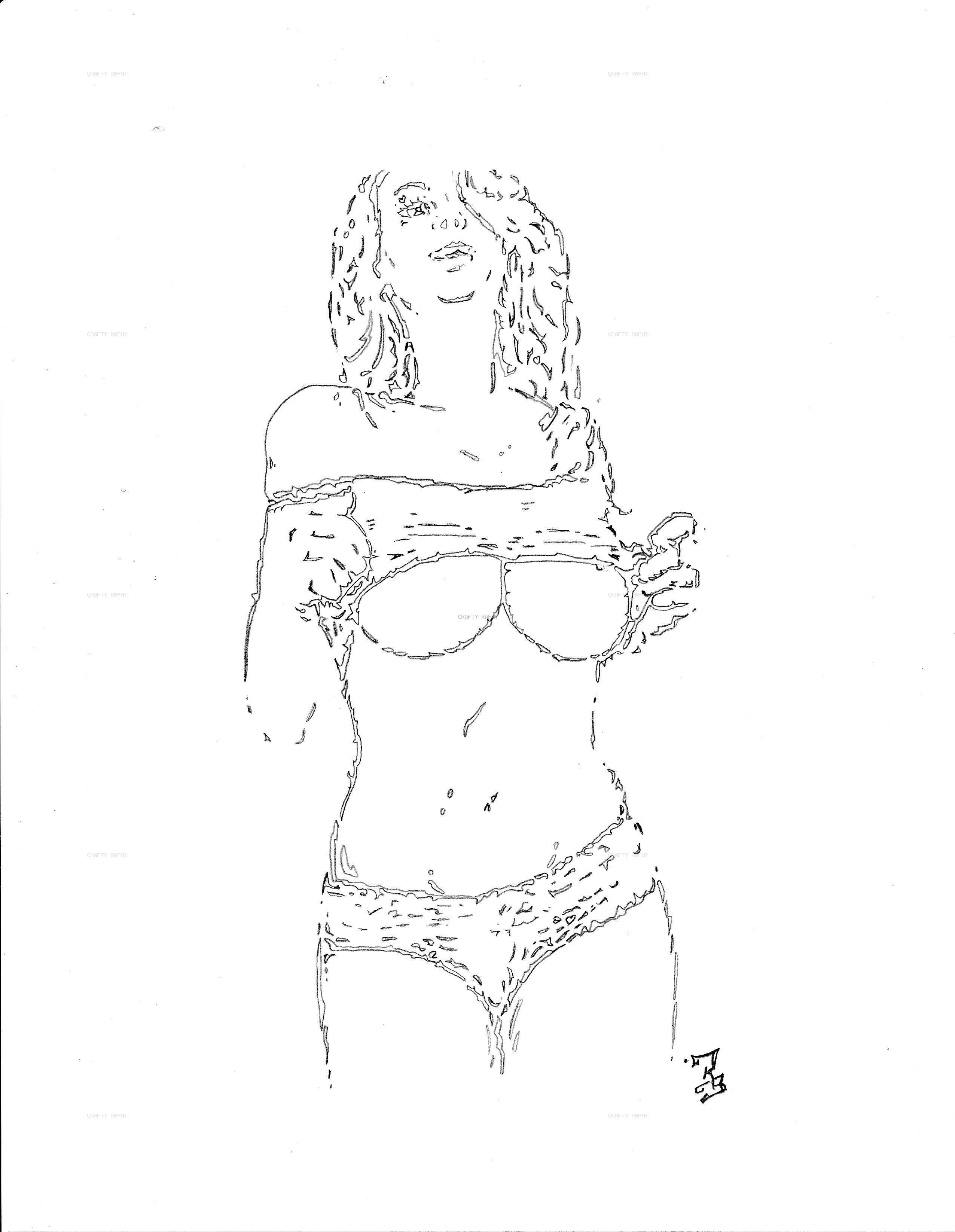 sexy girl 2 vector outline