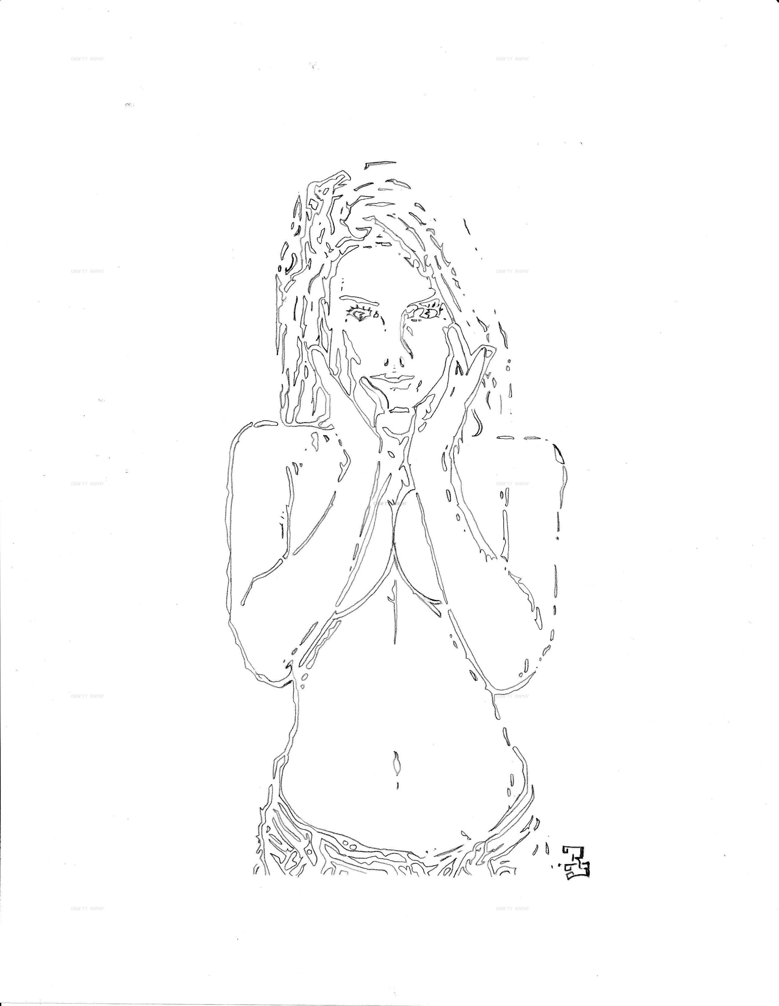 sexy girl 3 vector outline
