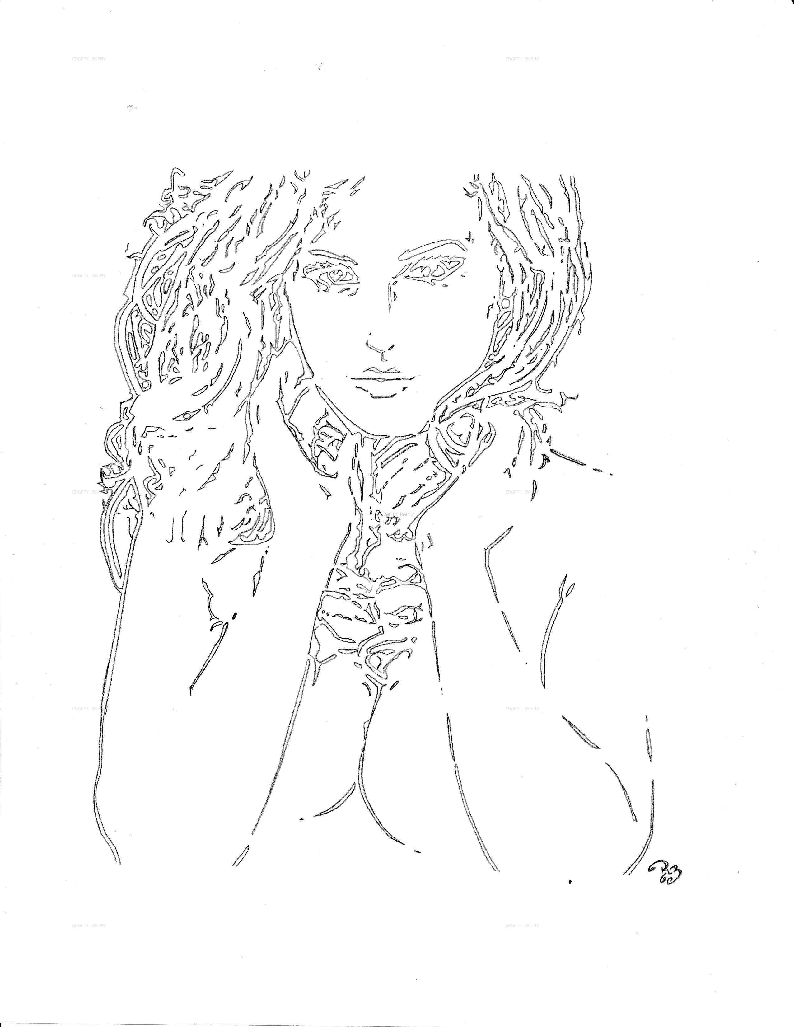 sexy girl 4 vector outline