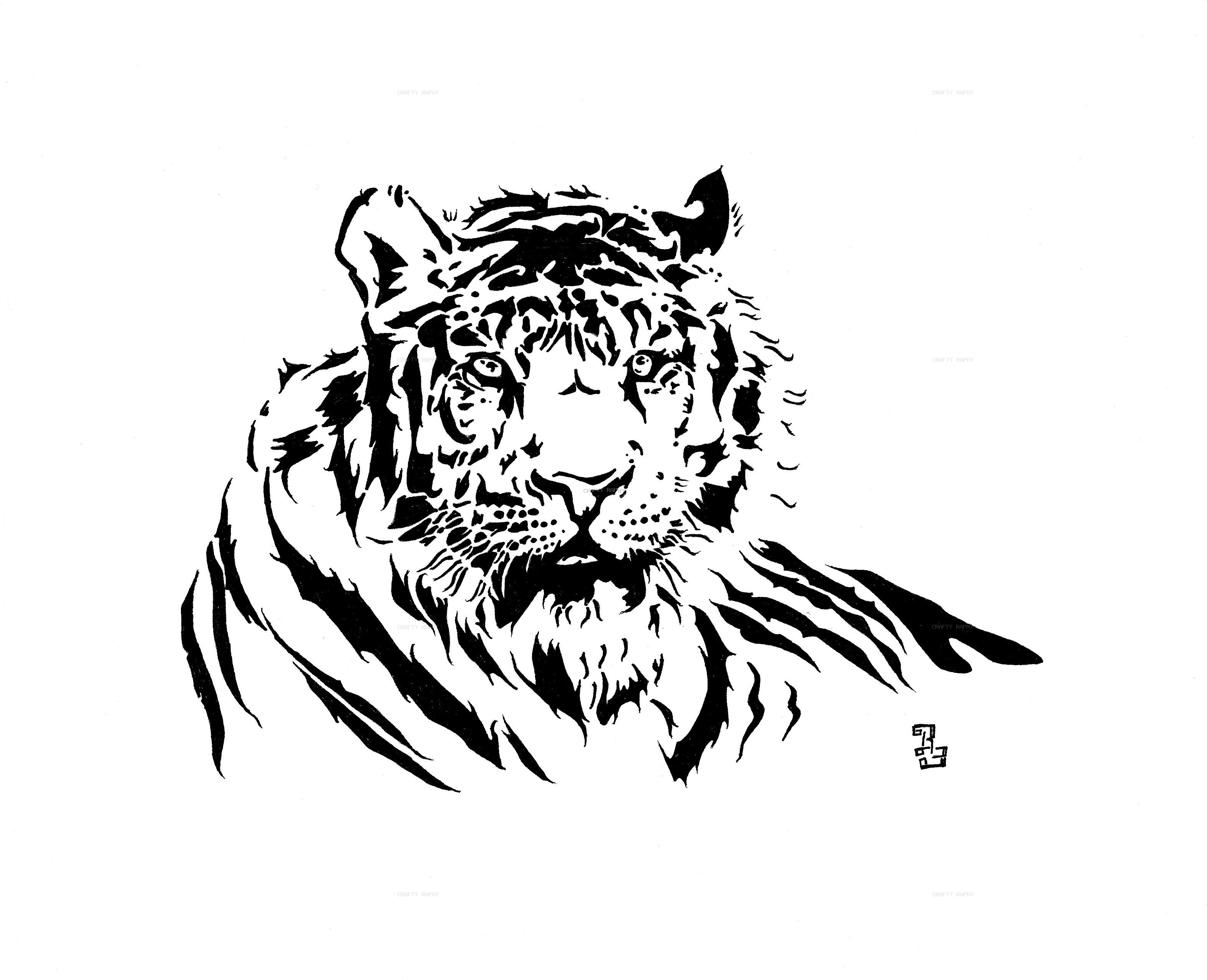 white tiger vector inkd